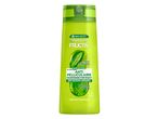 Shampooing antipelliculaire Garnier Fructis à l'extrait de thé vert.