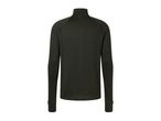 Back view of a dark-green long-sleeve zip-neck top.
