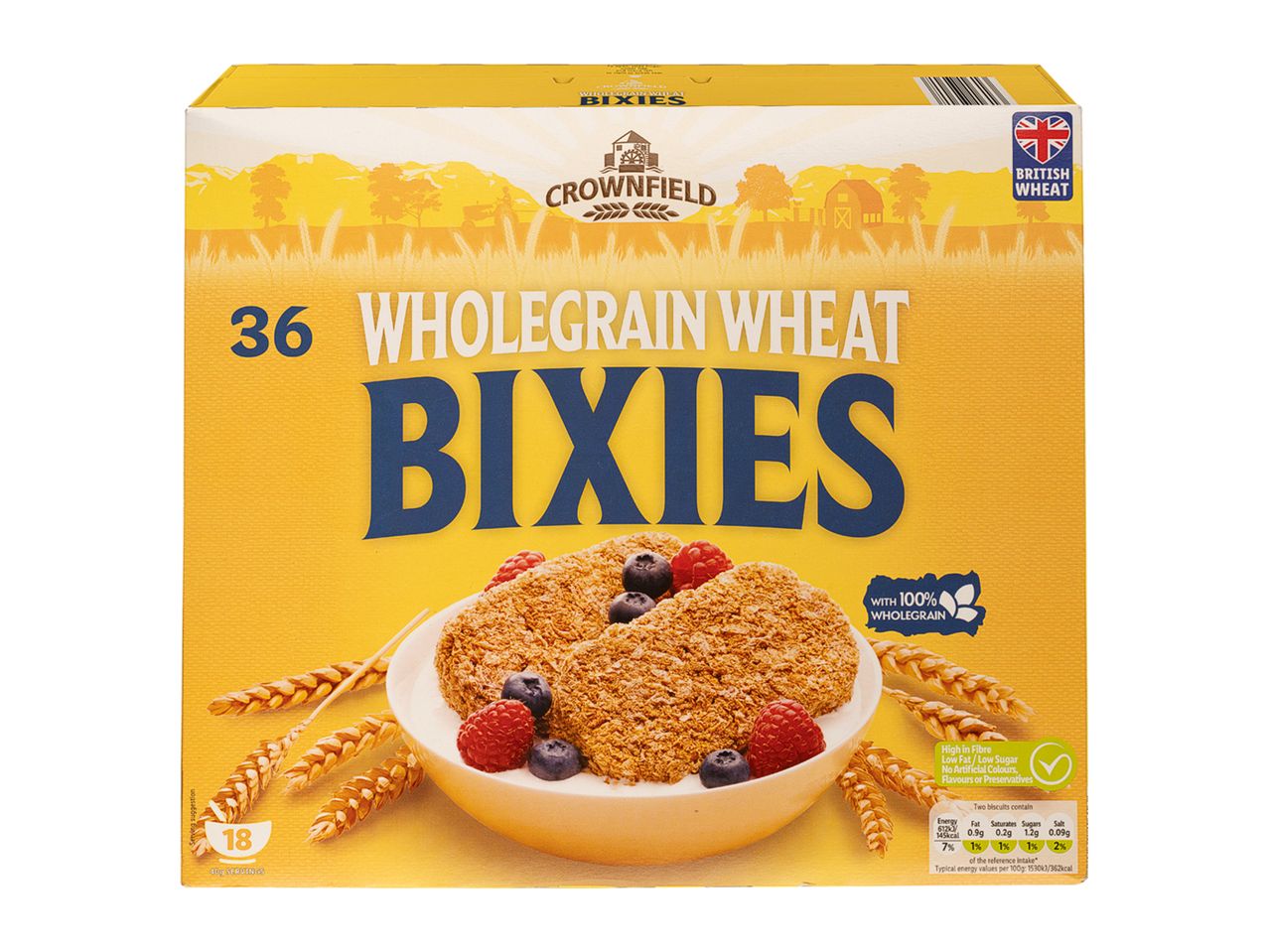 36 Crownfield Bixies wholegrain wheat biscuits.