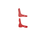 Duas peças de plástico vermelho com números.