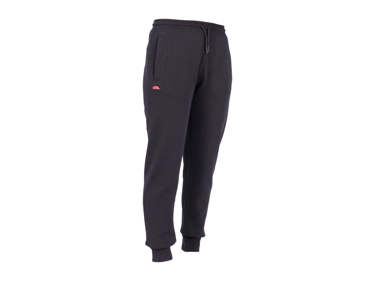 A pair of black Ellesse sweatpants with a small red logo on the left leg.