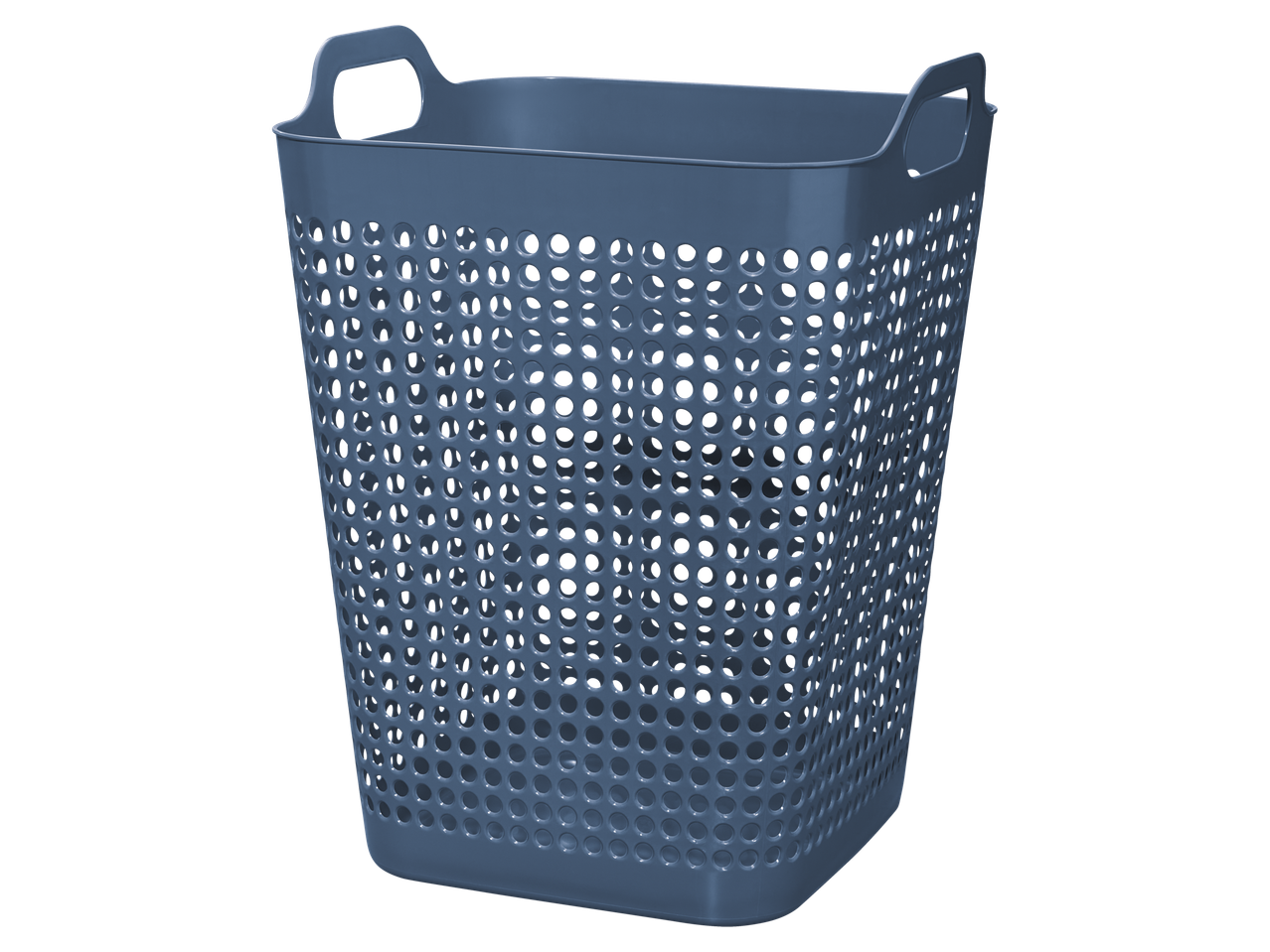 W5 кош за пране, сив, с перфориран дизайн и дръжки.