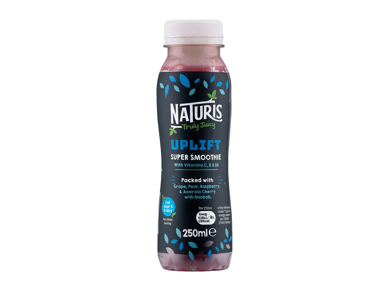 Natiris Uplift smoothie: grape, pear, raspberry, acerola cherry & baobab.
