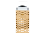 Beige lantern with white top and solar panel