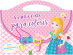 Livro de colorir para meninas em forma de mala, com princesa e autocolantes