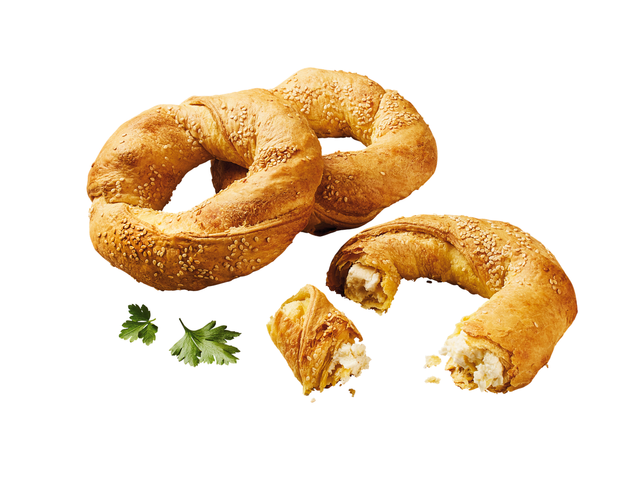 Sesam bagels en kaascroissants.