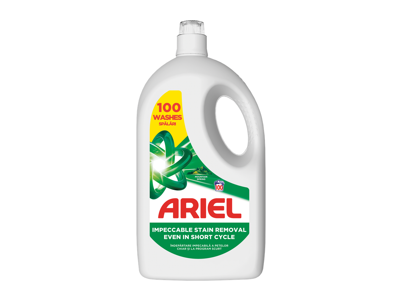 Detergent lichid pentru 100 de spălări, cu îndepărtare impecabilă a petelor chiar și la program scurt.