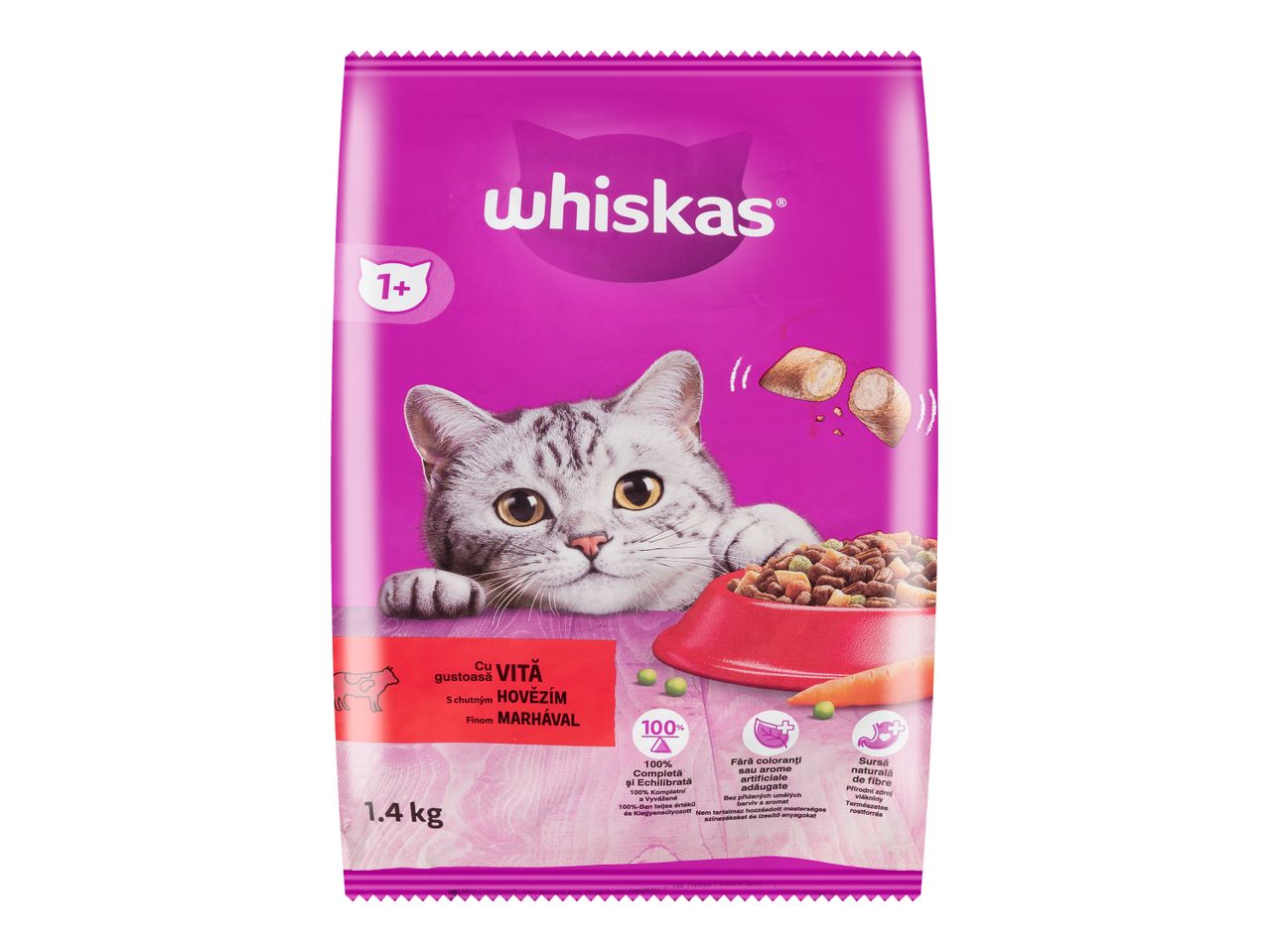 Whiskas: macskaeledel, száraz táp és jutalomfalatok.