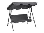 Dark grey garden swing with a canopy and a three-seater bench.