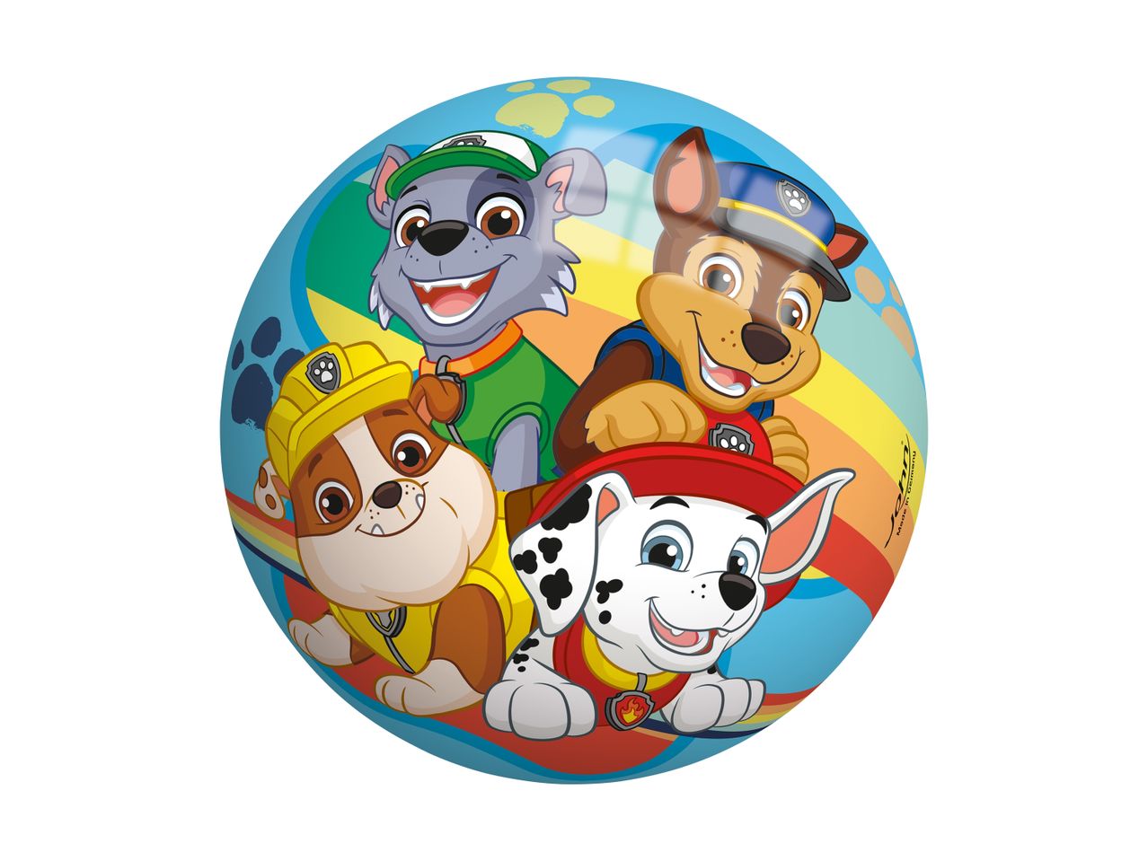 Paw Patrol beach ball featuring Chase, Marshall, Skye, and Rocky.