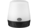 White portable lamp with gray base.