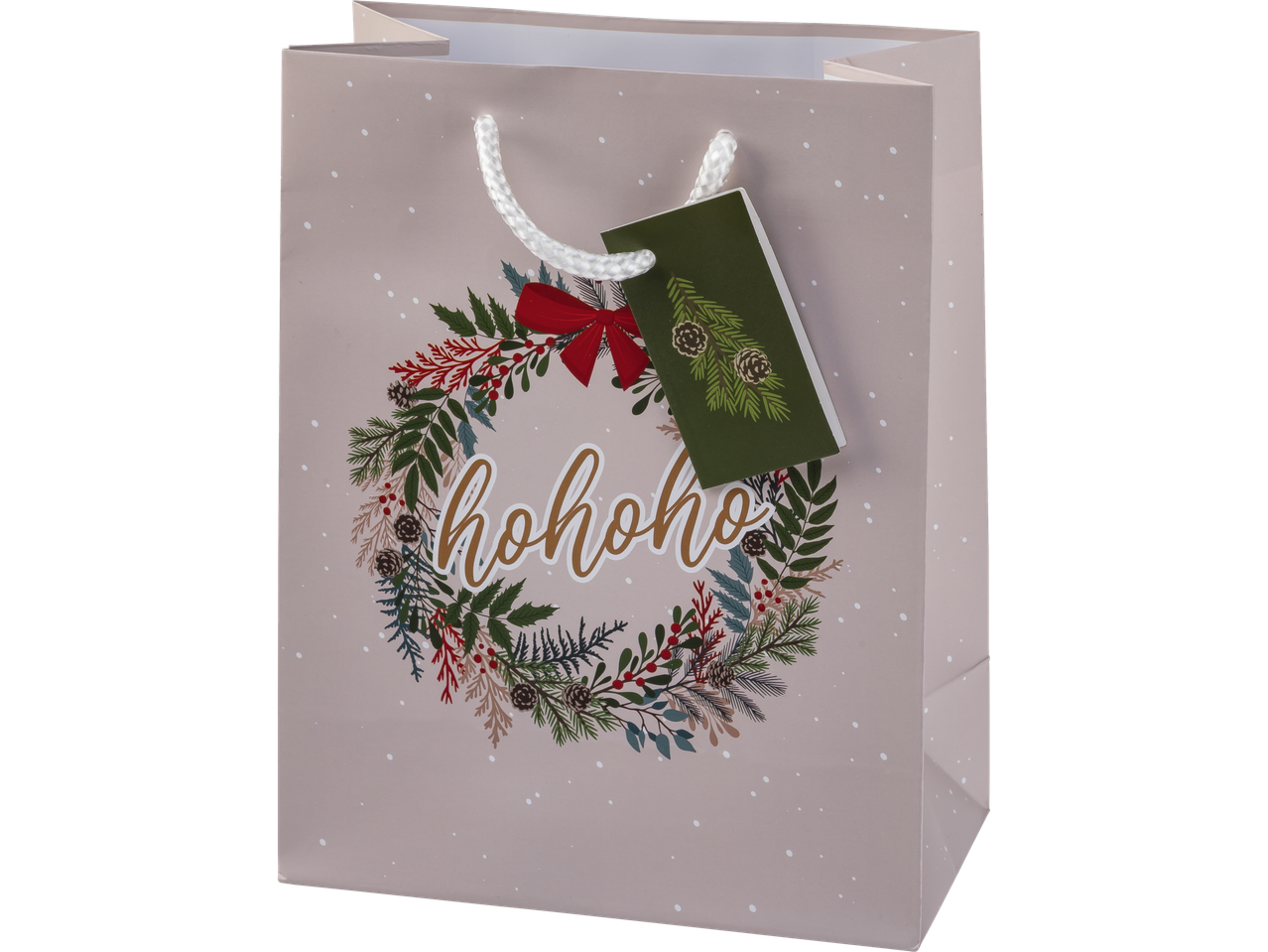 Crelando® dovanų maišelis su vainiku ir užrašu „hohoho“