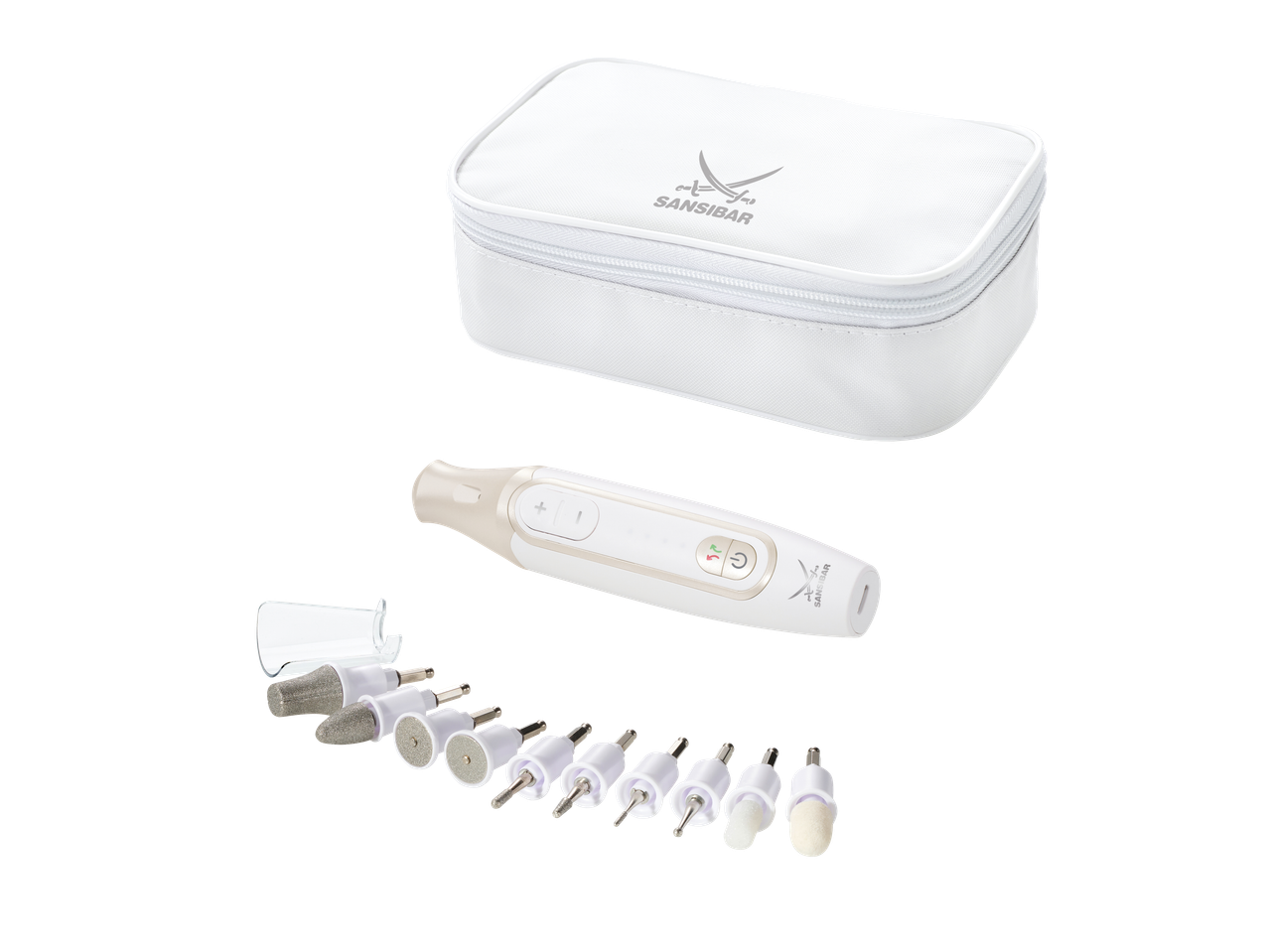 Sansibar® Akku-Maniküre-Pediküre-Set mit Etui und verschiedenen Aufsätzen