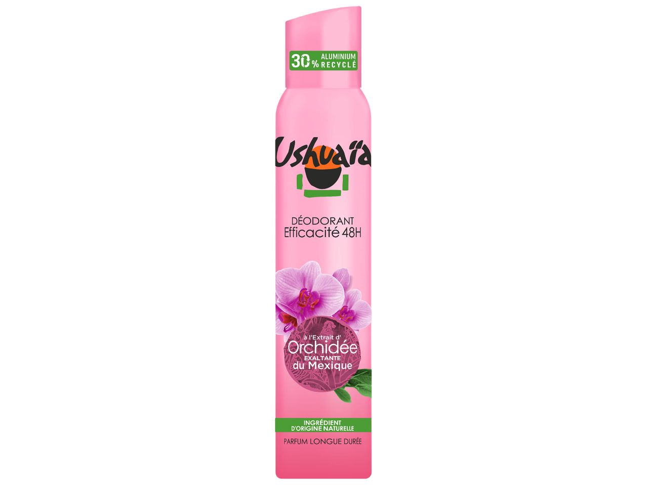 Déodorant Ushuaïa rose à l'extrait d'orchidée du Mexique.