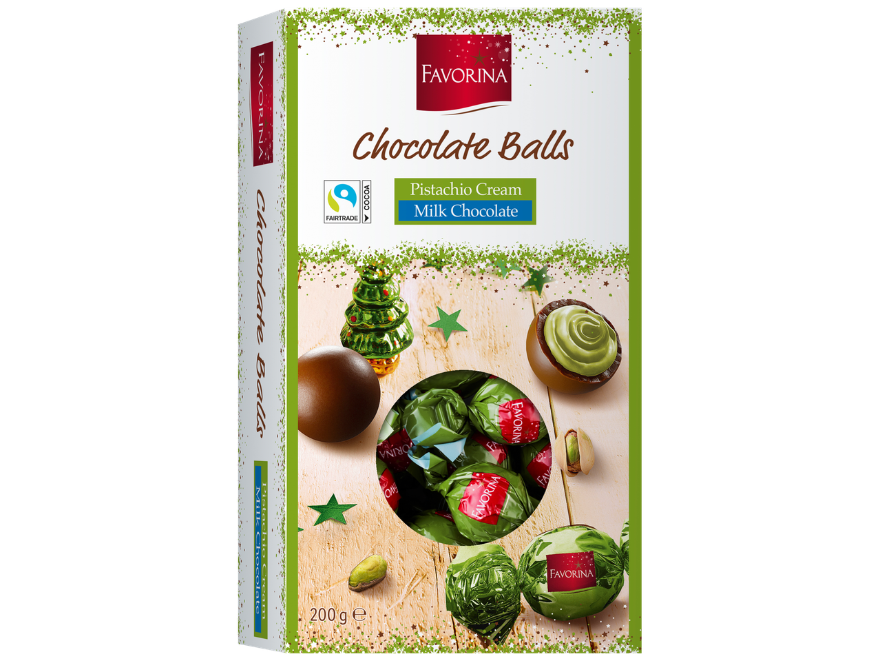 Favorina šokolaadipallid pistaatsiakreemi ja piimašokolaadiga