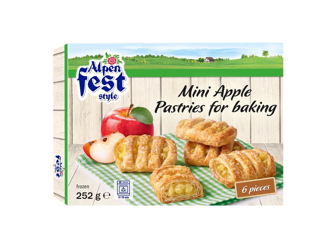 Cutie Alpenfest Mini foitaj cu mere pentru copt, cu 6 bucăți, 252g.
