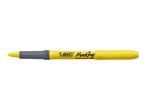 Yellow highlighter with a grey textured grip and a chisel tip.