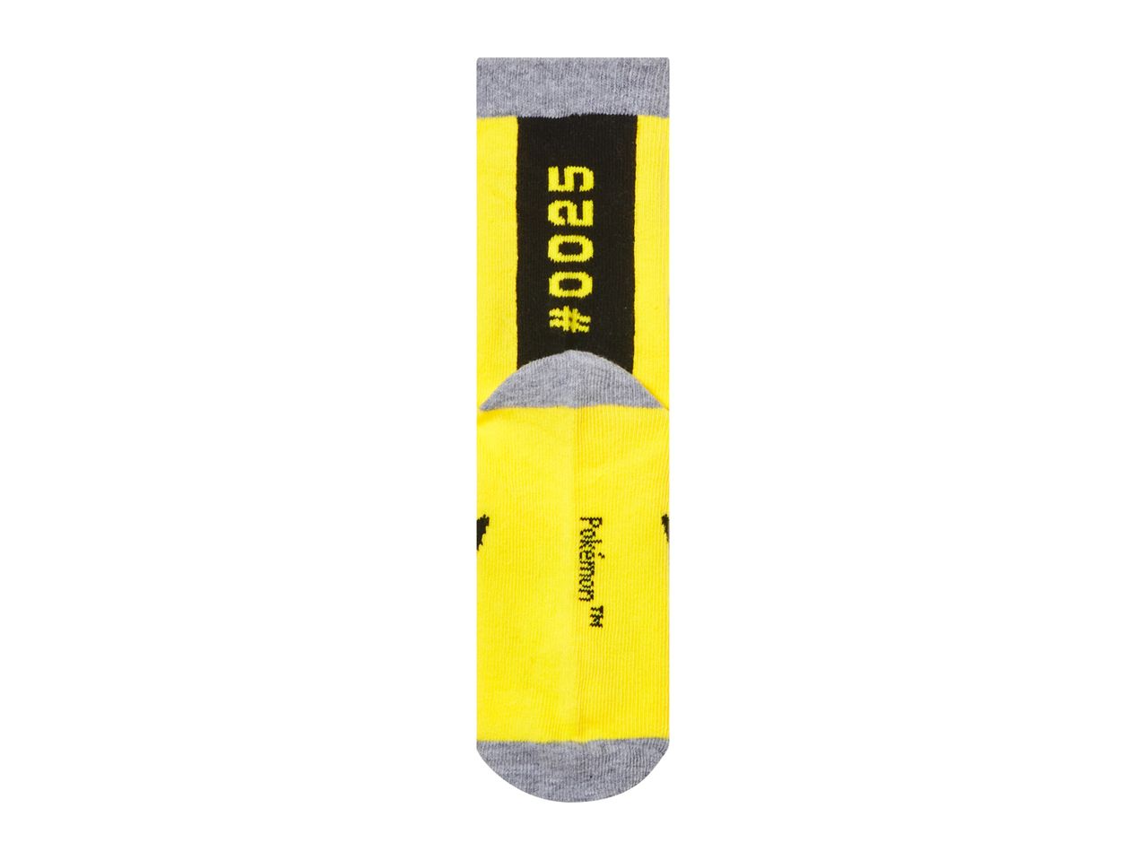 Pokemon #0025 socks with yellow and black design.