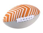 Orange and white striped American football with white laces