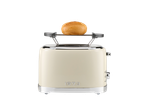 Cream-colored toaster with a bun on top, featuring a 1973 emblem.