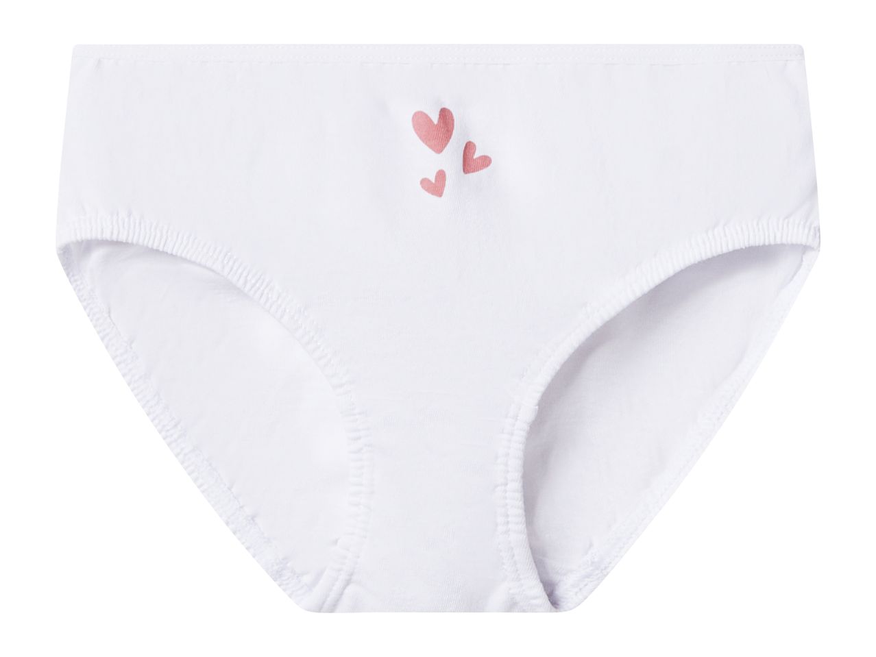 White cotton briefs with small pink heart prints