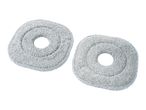 Two light blue microfiber mop pads with a circular opening in the center.
