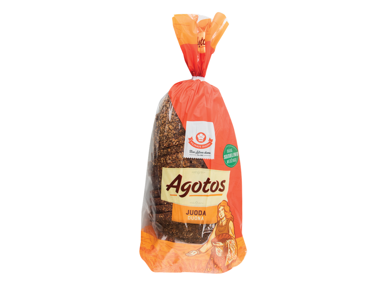 Agotos Juoda Duona rugių duona plastikiniame įpakavime.