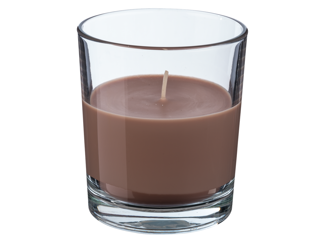 Ruda kvapioji žvakė skaidriame stiklainyje