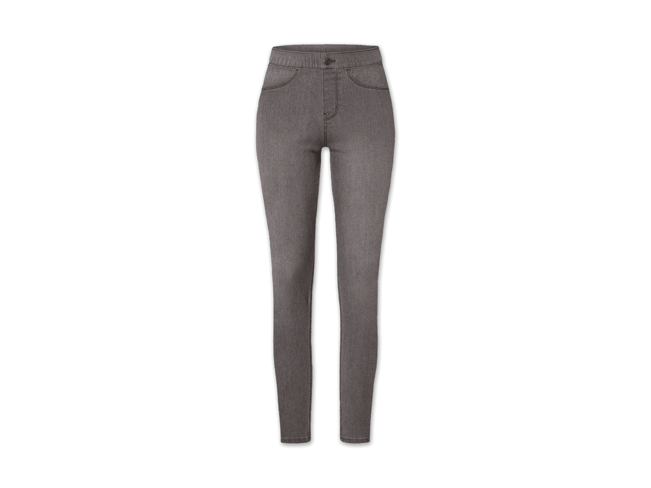 Graue Damenhose mit schmalem Bein.