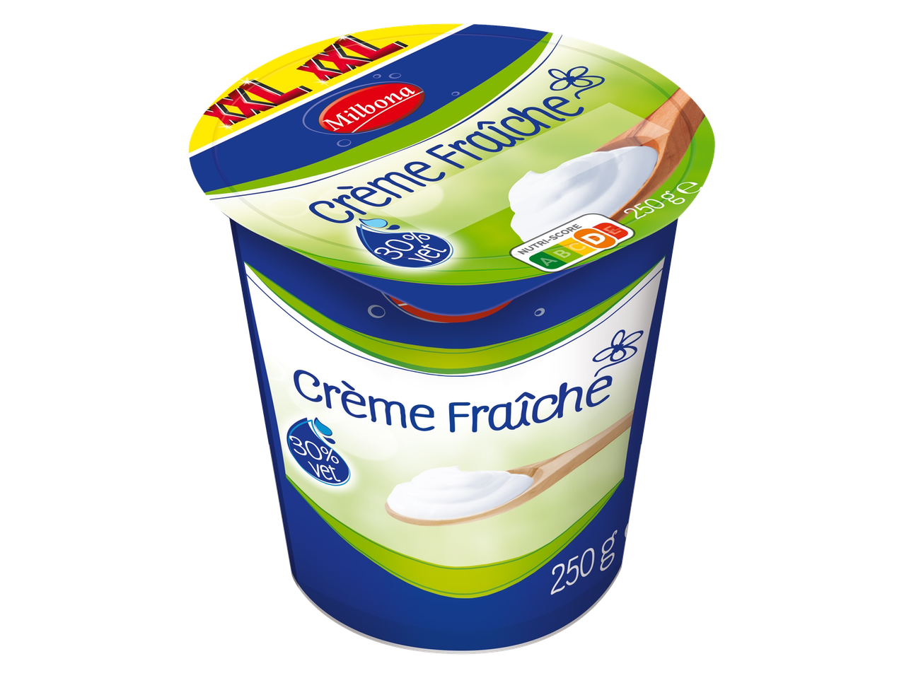 Milbona Crème Fraîche met 30% vet, 250g verpakking