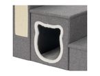 Grey pet steps with a cat-shaped entrance and a scratching surface