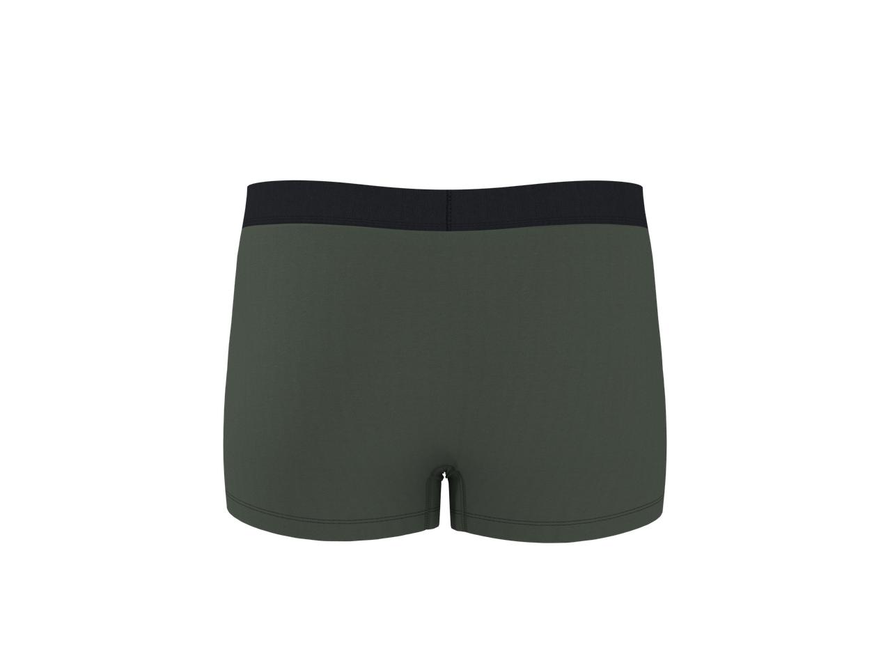 Donkergroene heren boxershort met zwarte tailleband, achteraanzicht.