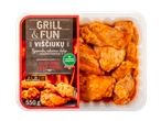 GRILL & FUN vištienos sparnelių vidurinės dalys aštriame Buffalo marinate, 550g.