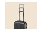 Black hard-shell suitcase with an adjustable telescopic handle shown at three different heights.