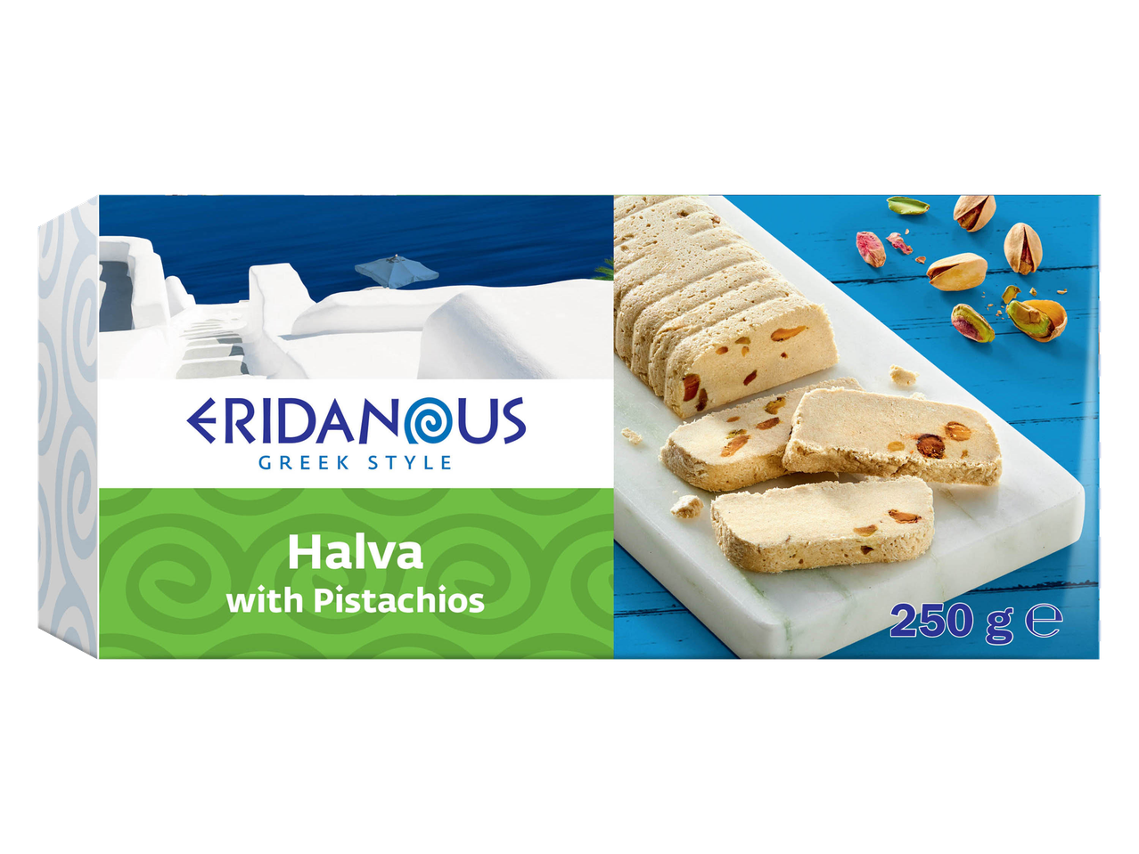Confezione di Halva con pistacchi Eridanus da 300g.