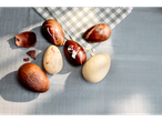 Assorted chocolate Easter eggs in various designs.