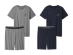 Pierre Cardin: Zwei Herren-Pyjama-Sets in Grau und Dunkelblau.