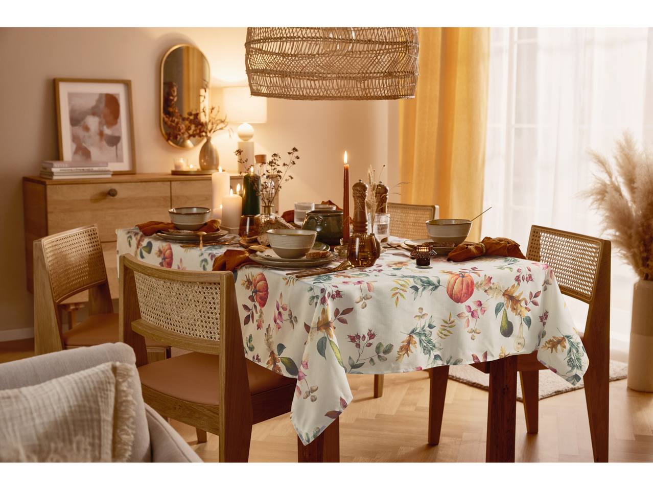 LIVARNO home asztalterítő/futó szett (2 db) őszi terítékkel.