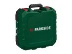 PARKSIDE green tool case with red latches and black handle