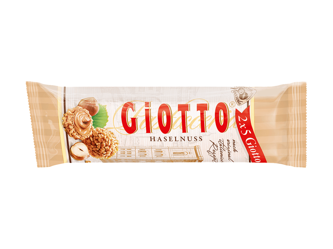 Pakovanje vafla sa lešnikom i kremom, sa natpisom '2x5 Giotto'.