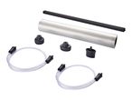 PC water cooling components: reservoir, tubing, and fittings.
