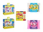 Et udvalg af Play-Doh-sæt, herunder køkkenkreationer og en regnbuepakke, samt to 'on the go' aktivitetspakker.