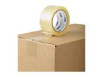 Clear packaging tape on a cardboard box