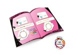 Open instruction booklet showing how to make beaded bracelets, with examples and a list of bead names.
