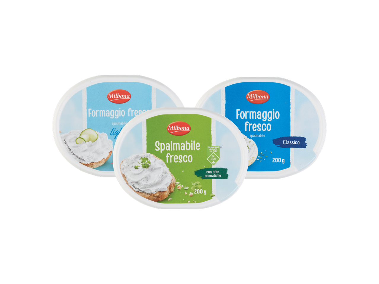 Formaggi Milbona Formaggio Fresco: classico, leggero, alle erbe.