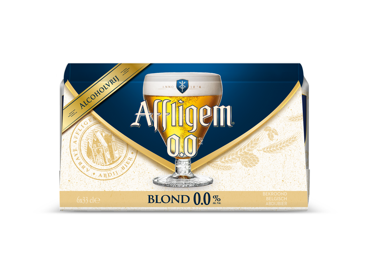Affligem 0.0% Blond alcoholvrij bier, 6x33cl pack.