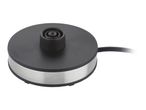 Black and silver kettle base with a power cord on a white background.