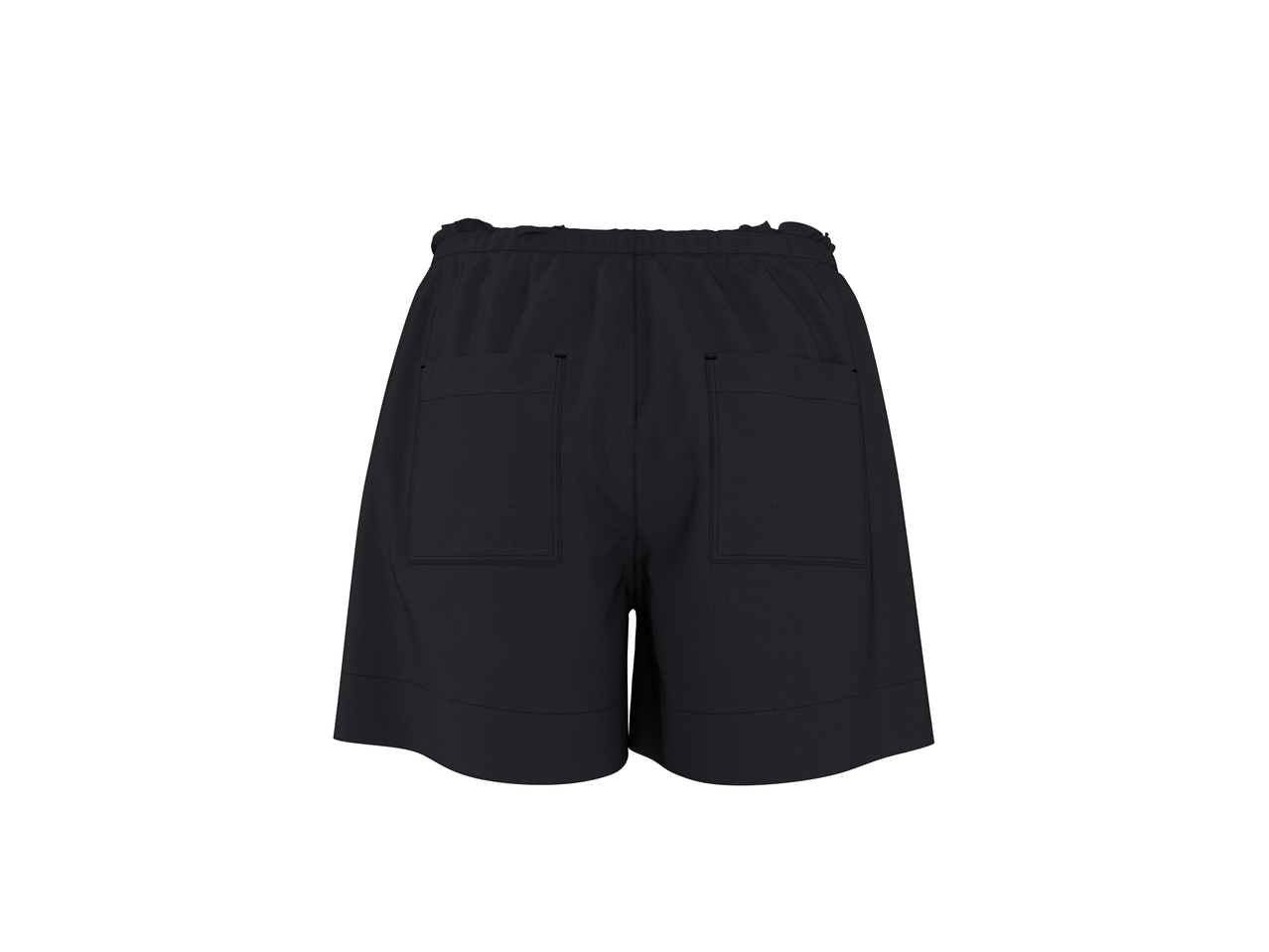 Black women's shorts with an elasticated waist and two back pockets