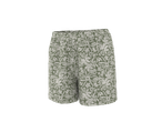 Pantaloni scurți de pijama ESMARA pentru femei, model floral alb pe fond verde kaki.