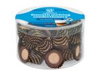 A clear plastic container of smooth melting Latte Macchiato flavour confectionery.